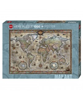 Puzzle 1000p Map Art  Retro World Heye